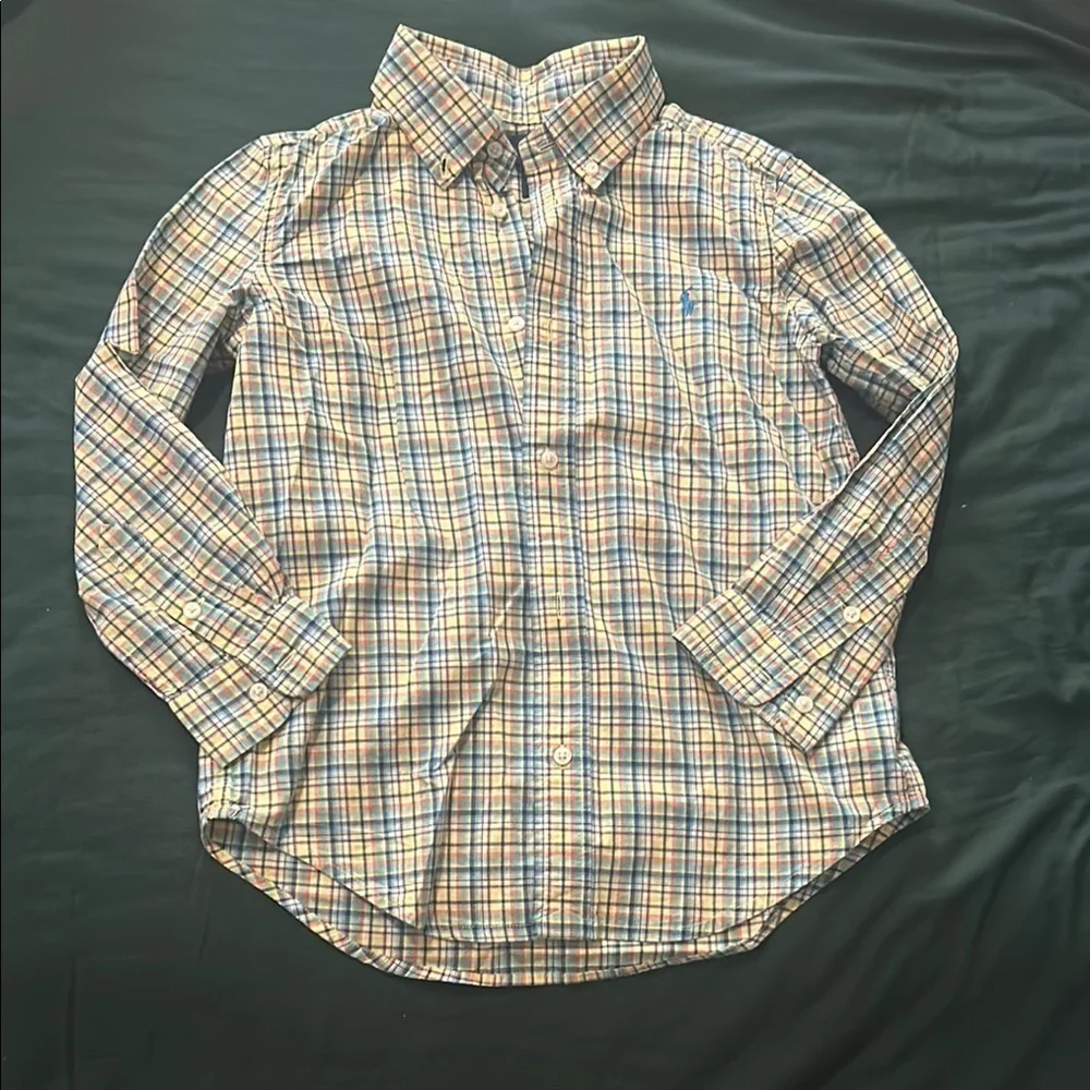 Ralph Lauren Blue and Orange Plaid Button Down Shirt